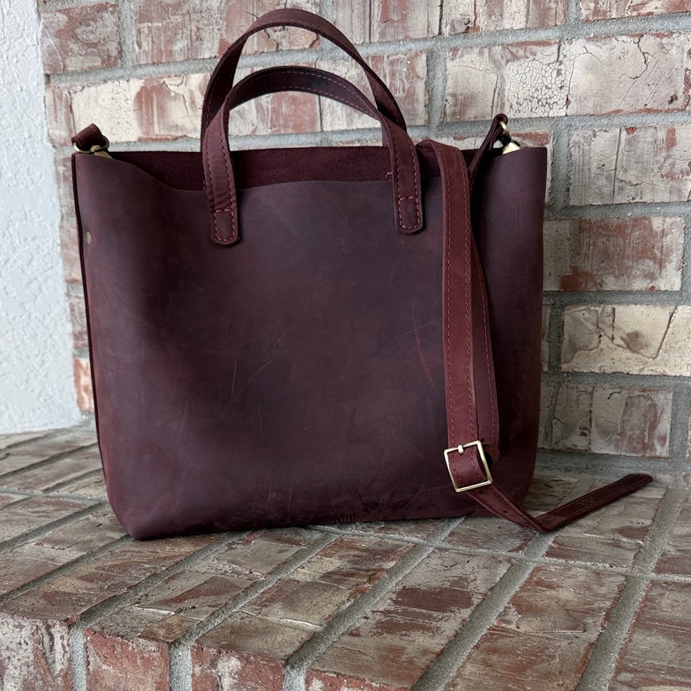 Portland Leather Medium Crossbody Tote - Merlot - Picture 4 of 5